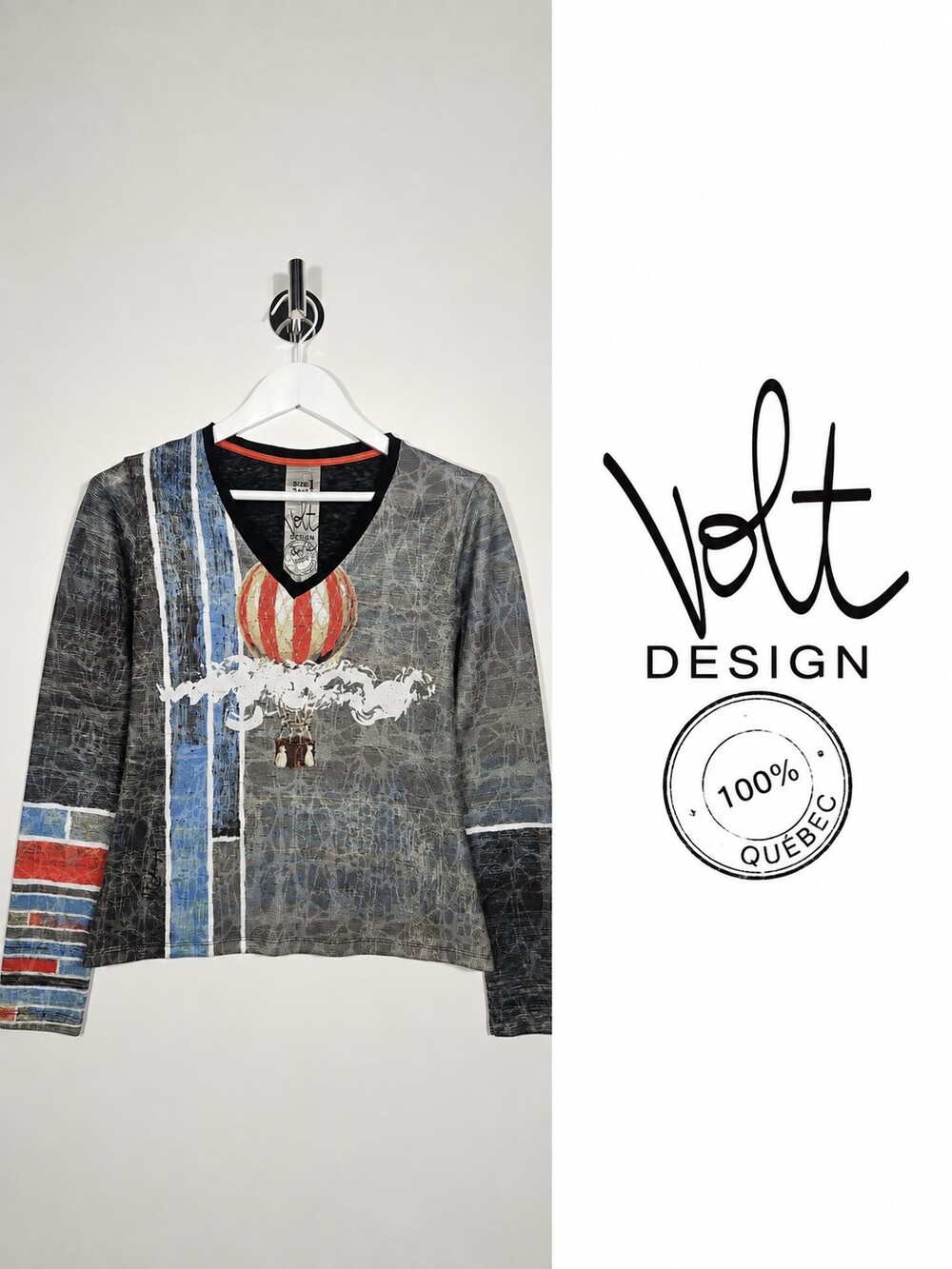 Volt Design Multicolour Hot Air Balloon Graphic Long Sleeve Top – Size Small